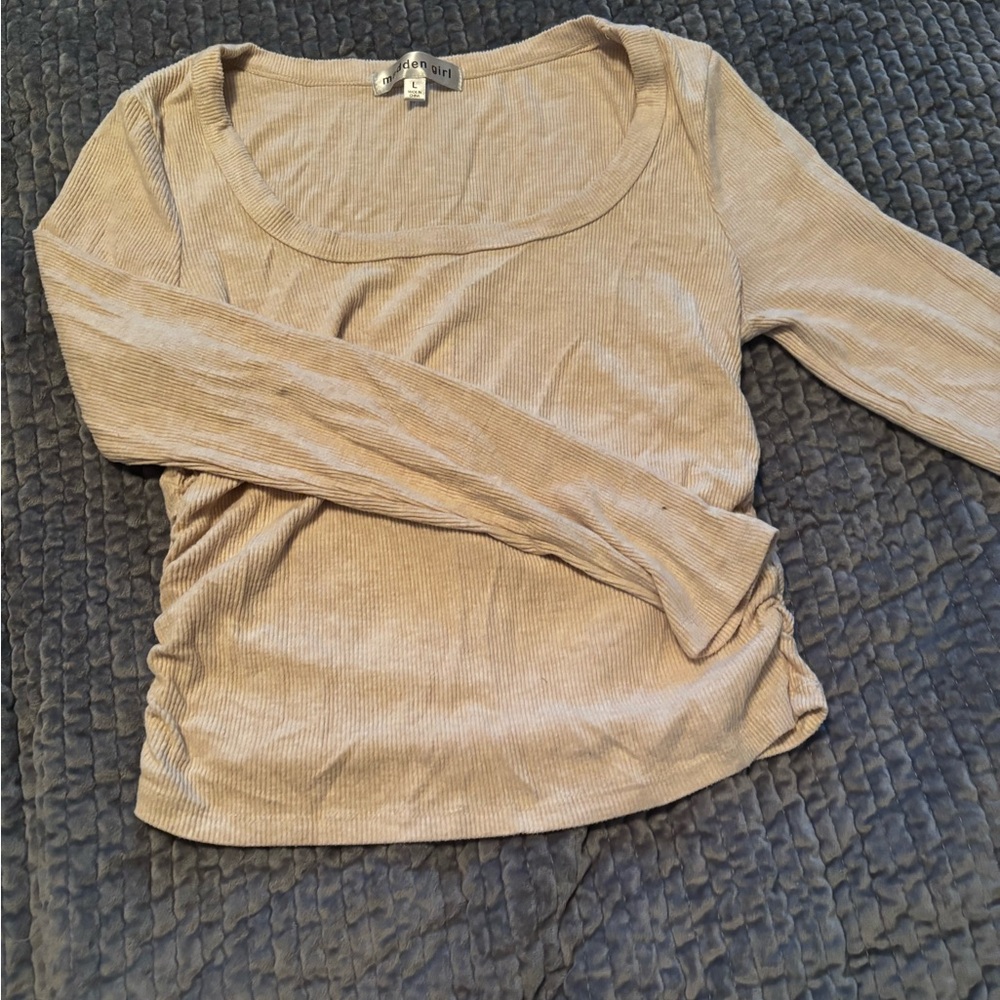 Beige long sleeve top